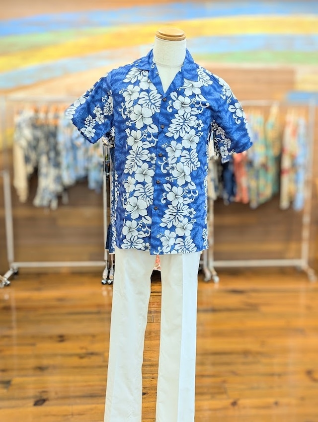 アロハシャツ（Ｓサイズ/ブルー/FLORAL LINES）