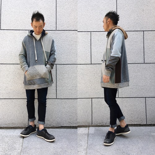 Patchwork knit parka パッチワーク ニットパーカ