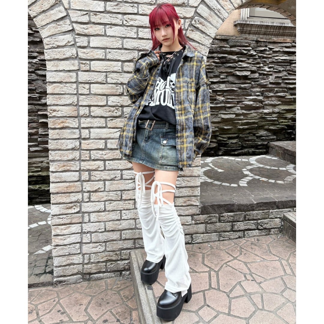 DirtyダメージチェックBIGシャツ | VOLCAN&APHRODITE