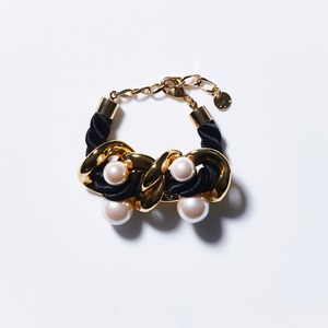 BIG CHAIN PEARL BRACELET (BLACK)