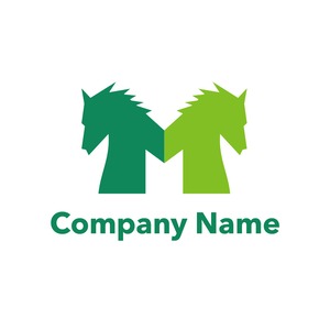 No136 馬とMのロゴ【M、アルファベット、馬、緑、チェス、格好良い、クリニック、企業、会社、団体、法人】