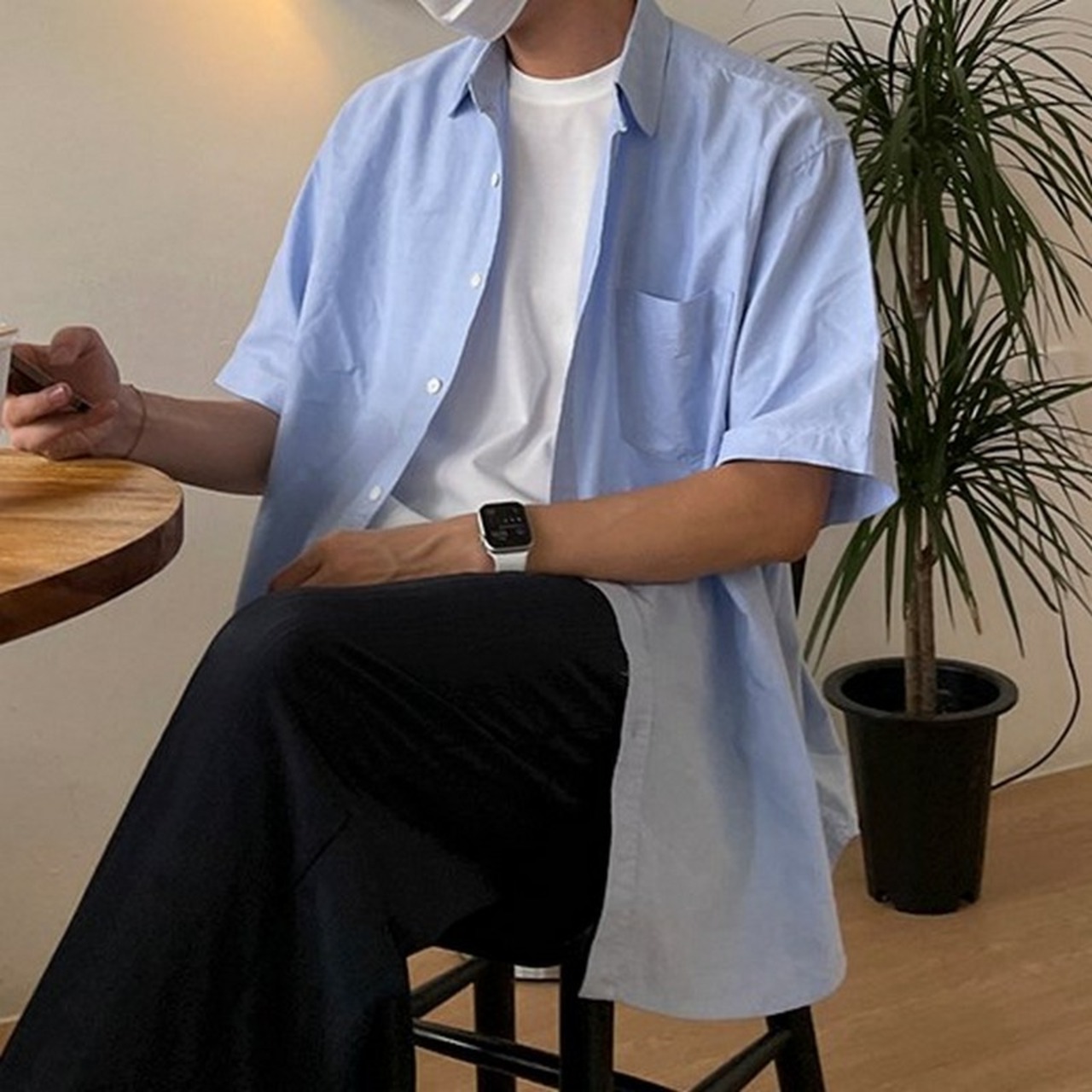 ライトブルー半袖ビッグシャツ　MT0080219