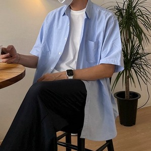 ライトブルー半袖ビッグシャツ　MT0080219