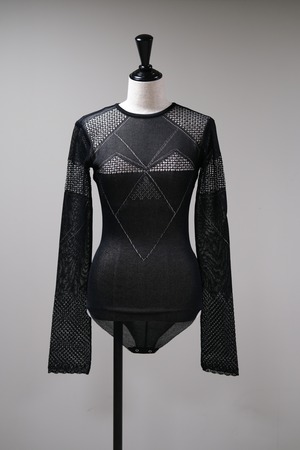 【FETICO】lace knit bodysuit - black