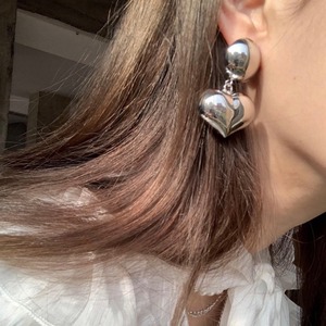 Double Layer Love Silver Piercing <ピアス>
