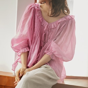 U-Neck Pleated Blouse KRE1779