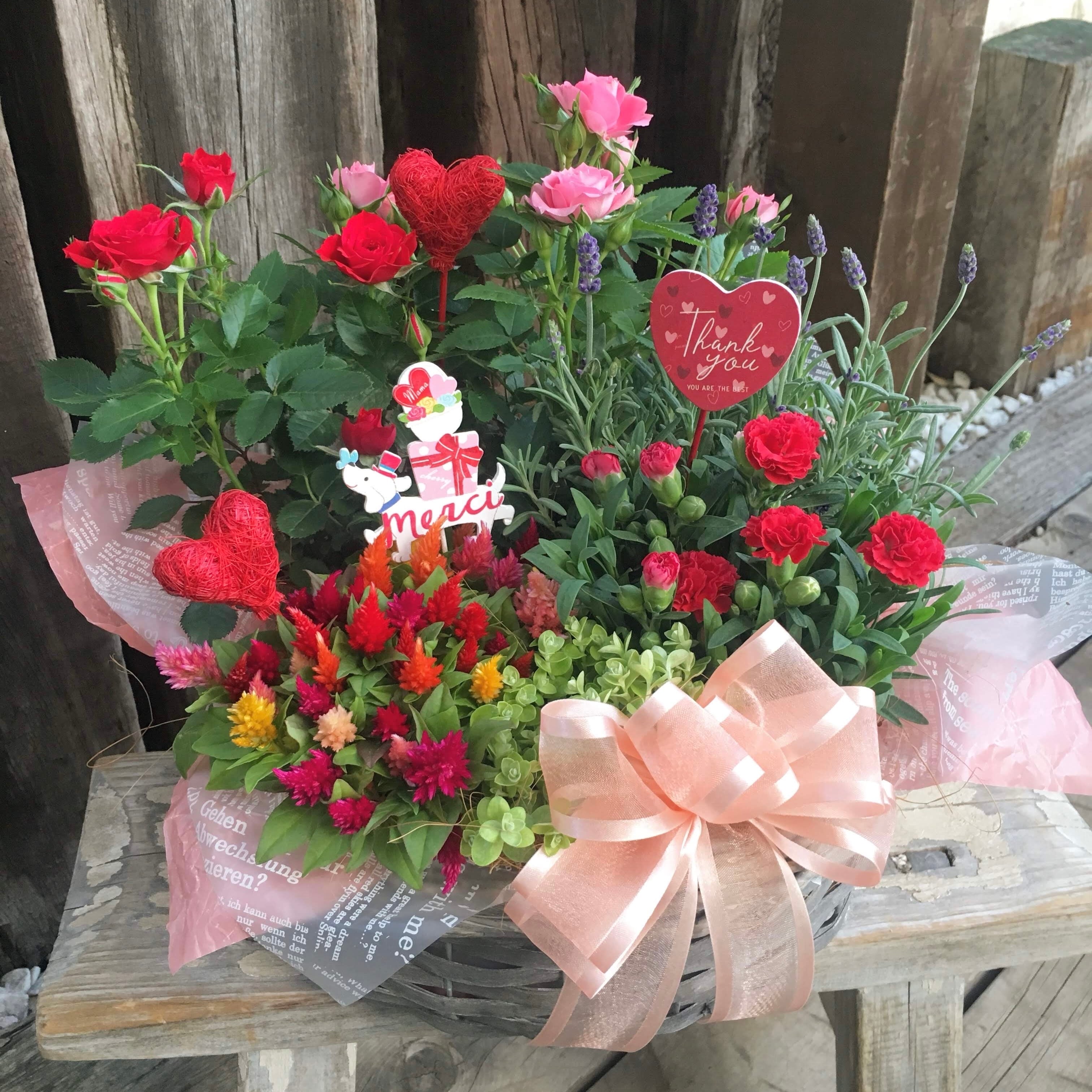 母の日に！季節のGarden Flowerバスケットアレンジ《L》 | 花屋ペレ