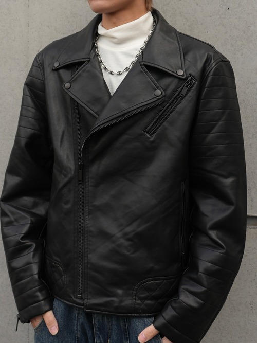 【ALUDE SELECT】shoulder patch leather jacket