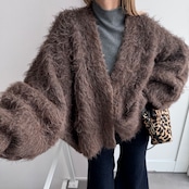 MOKE MOKE shaggy over knit CD/brown