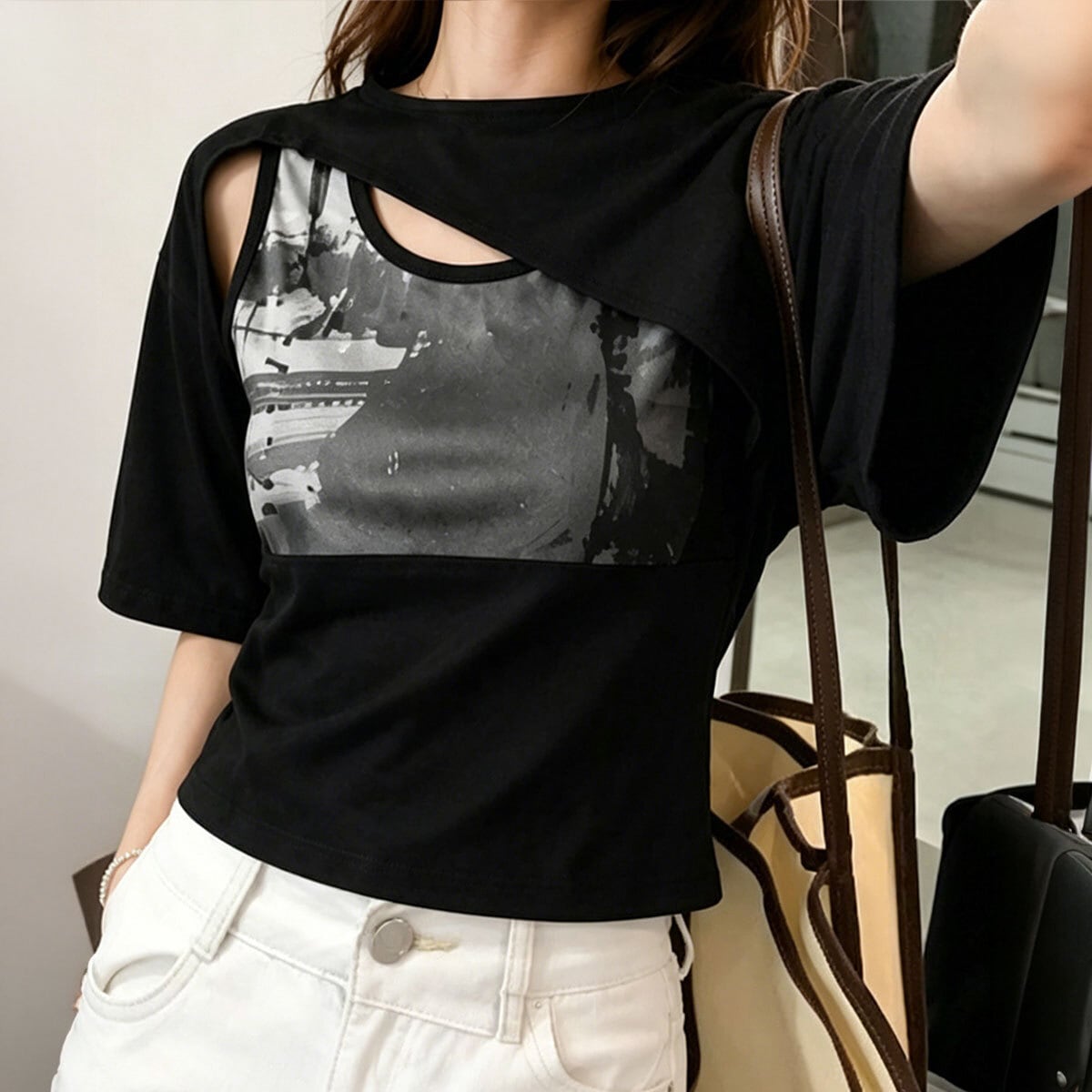 カットアウト Tシャツ レディース 夏 タンクトップ 2点セット