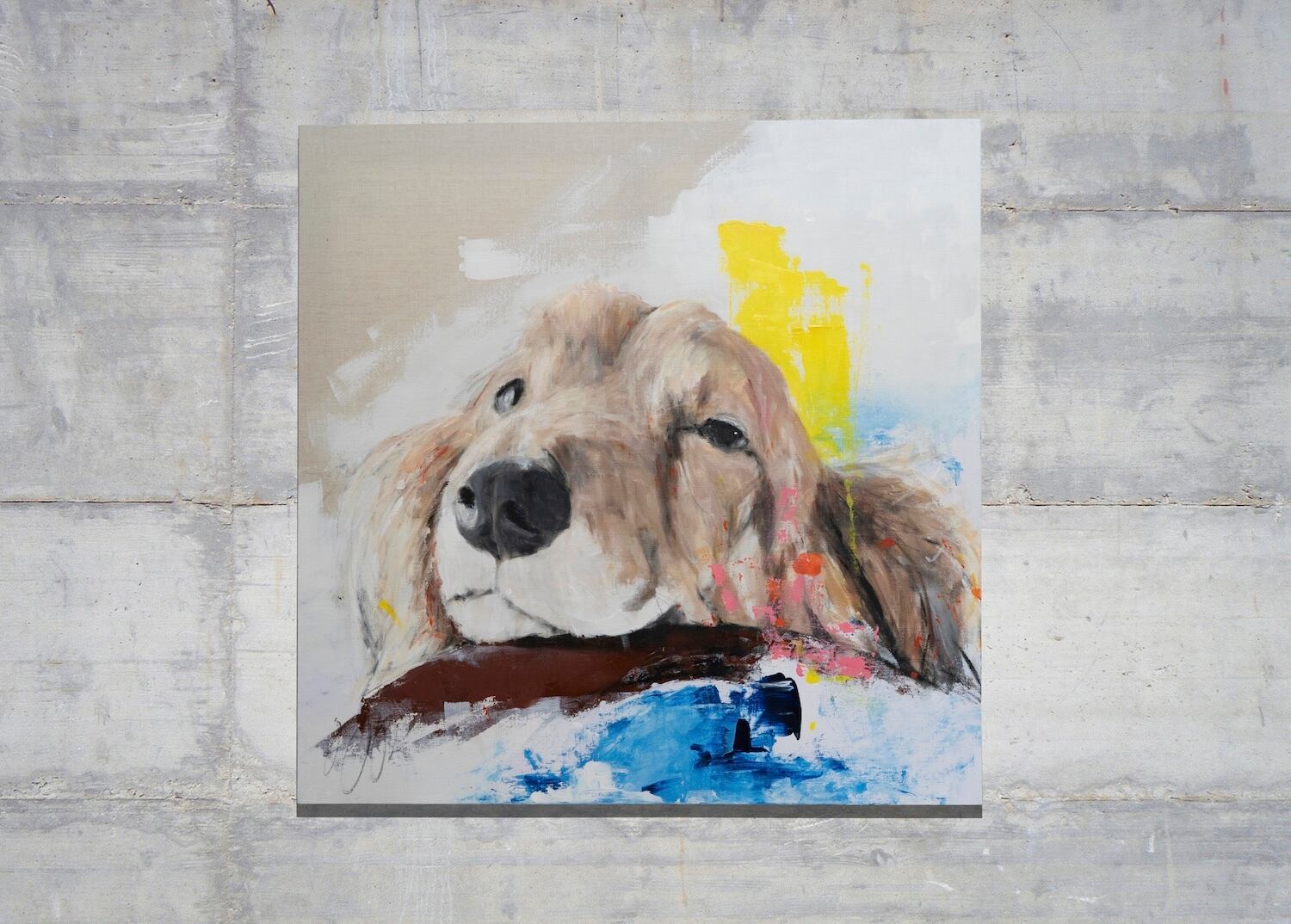 a dog / ミニチュアダックスの現代アート作品 絵画販売