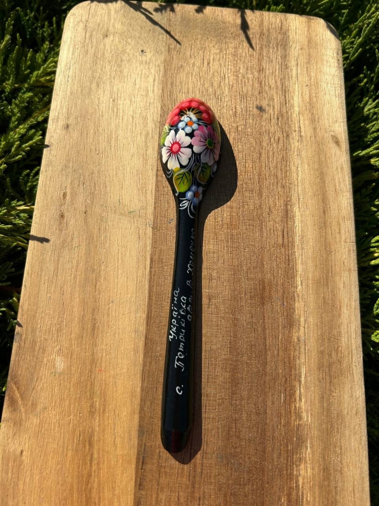 ペトリキフカ塗り　木製スプーン（ホメンコ作) 16cm - 4