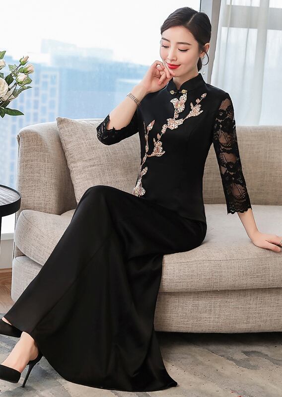 ロングチャイナドレス チャイナ風ワンピース チャイナ風服 中華服