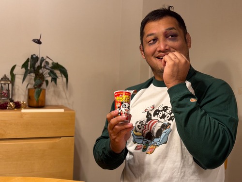 LAZY PANDA ラグランシャツ　白/緑