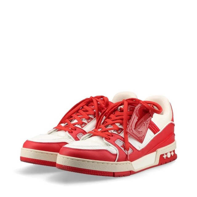 Rare◇Louis Vuitton LV Trainer Line Sneakers RED Monogram LV Logo Clear Tag Men's 7 Unisex