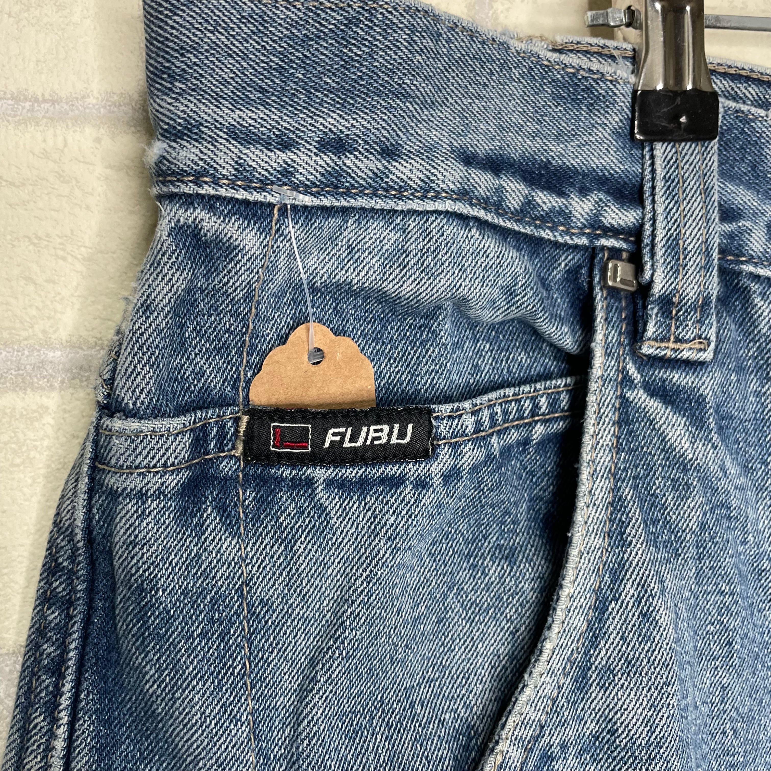 W38×L34】FUBU デニムパンツ 革パッチ ブランドタグ カーゴ | 古着屋 