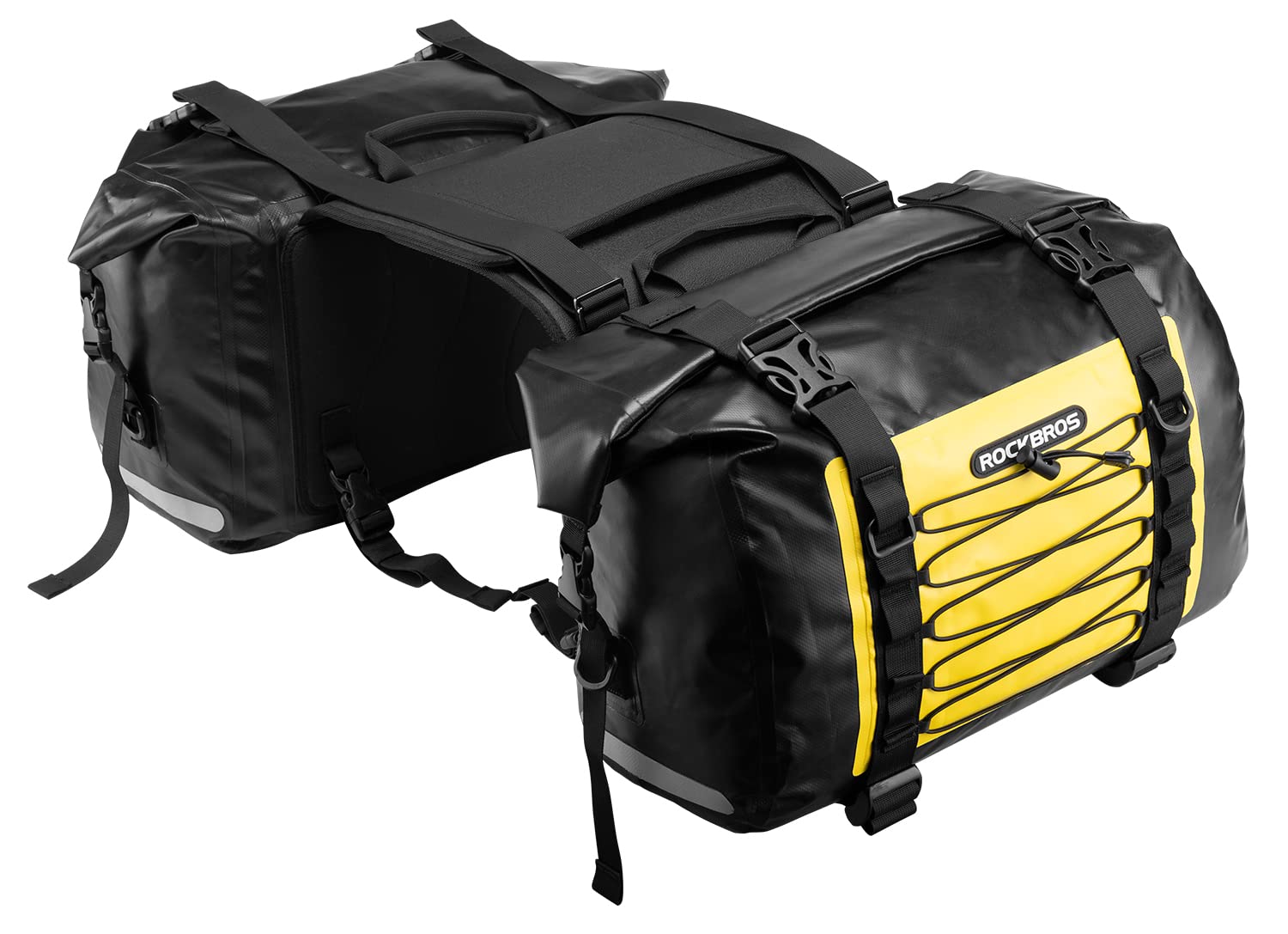 ROCKBROSサイドバッグ バイク ツーリングバッグ 防水 62L左右セット 取り付け簡単 バイク用 サドルバッグ 耐摩耗性 キャンプツーリング(イエロー)