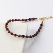 オシャレの幅を広げる！ ガーネット シンプル シルバー ブレスレット br1014