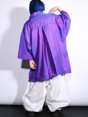 glossy fabric deep purple over silhouette nylon shirt