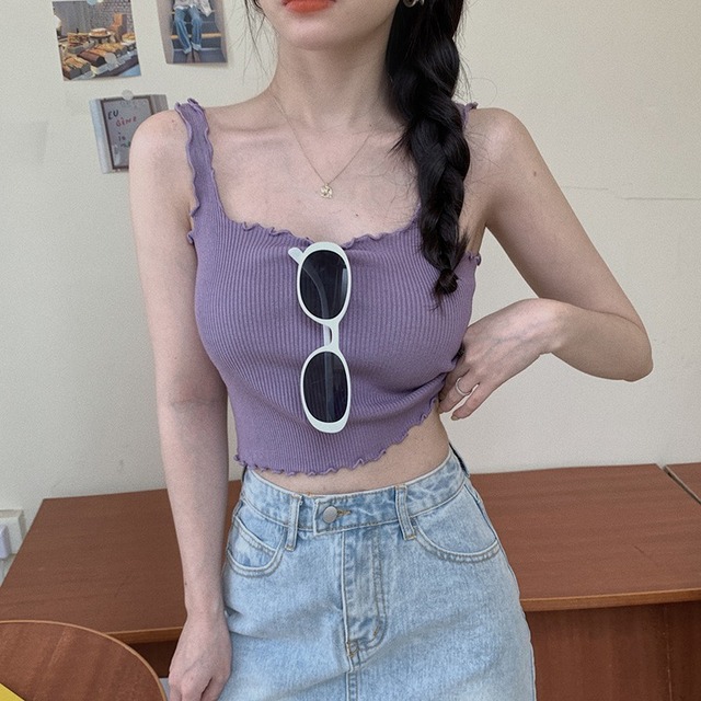 編み物のバージョンは薄く、ボトミングシャツ、短い紫色の小さなキャミソール、女性のアウターウェアのノースリーブトップドレス、夏 1号婦人36472941280