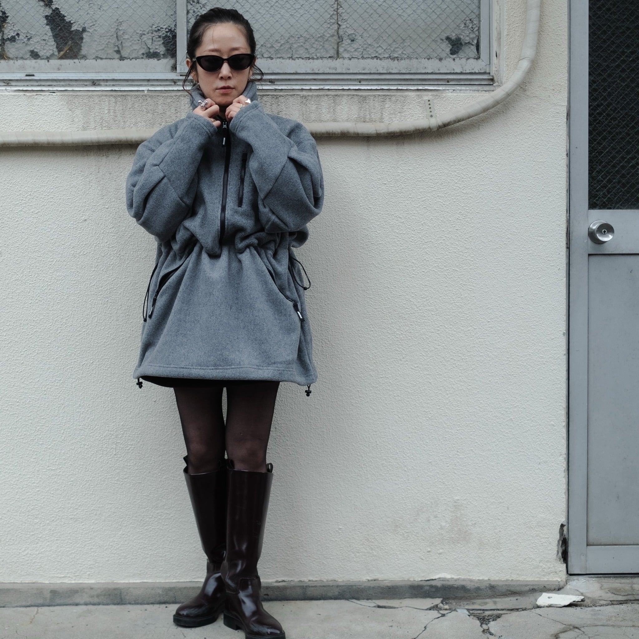 HOLIDAY】 classic fleece anorak dress | olaf