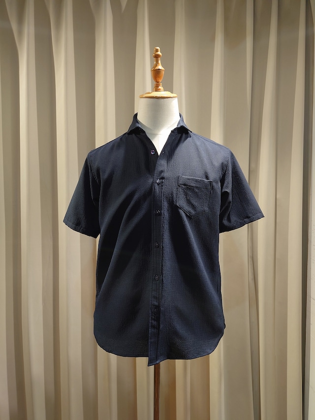 Garage.U.W Dotair®Stretch CUTAWAY SHIRT SHORT SLEEVE NAVY