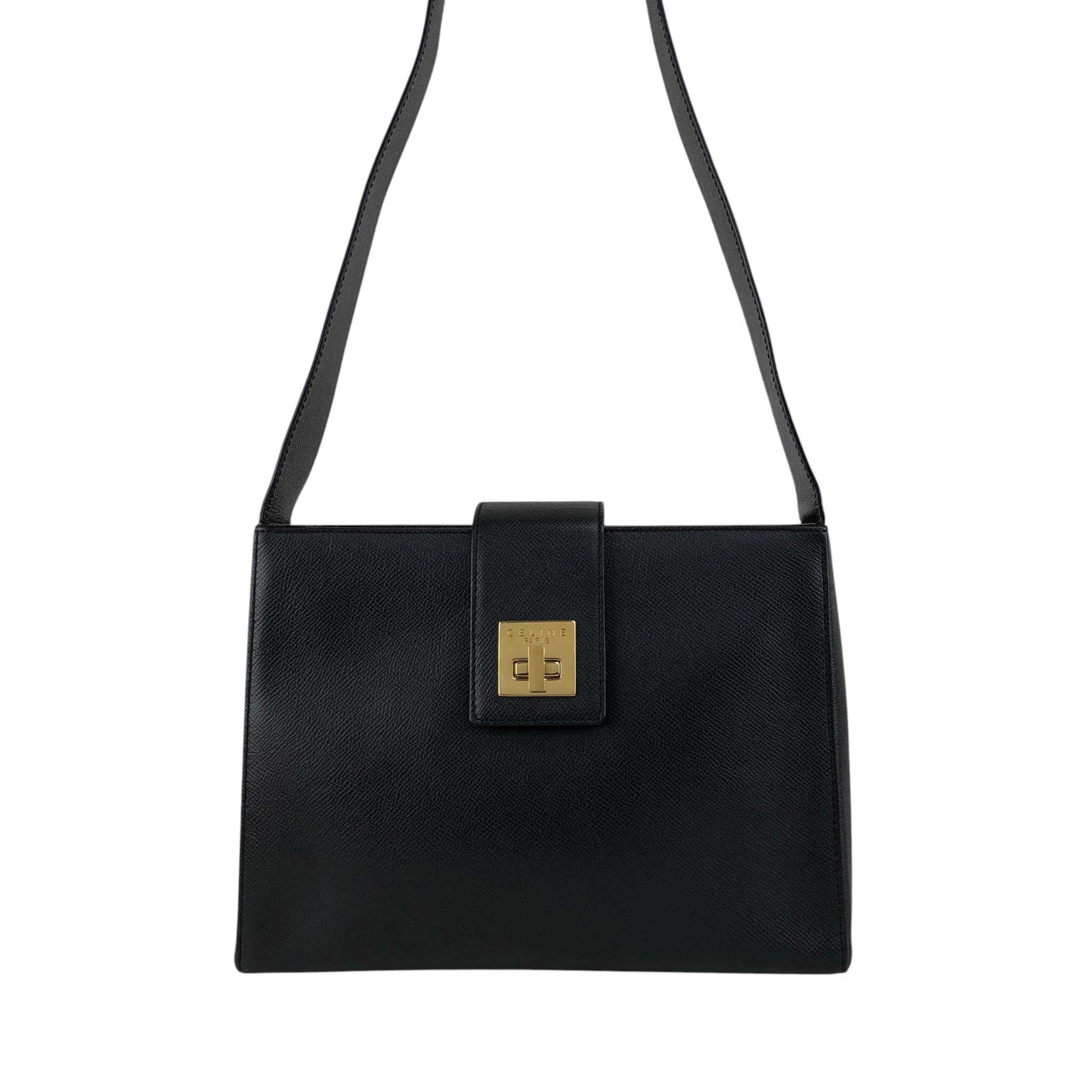 CELINE セリーヌ ショルダーバッグ ブラック ターンロック レザー