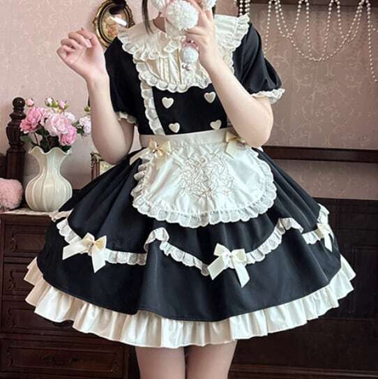 メイド服♡全2カラー つけ袖付きフリルメイド服 kos18☆ | パステル