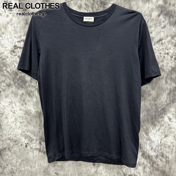 【美品】saint laurent paris サンローラン ブラックTシャツ サンローラン SAINT LAURENT Tシャツ トップス ロゴ ブラック