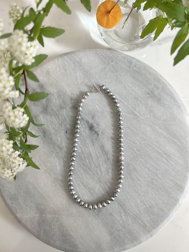 （special　collaboration）グレー淡水パール×silver925チェーン４wayネックレス