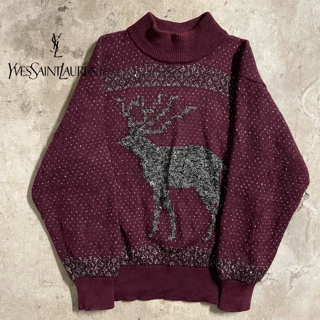 【Yves Saint Laurent】90's animal knit sweater(msize)0126/tokyo