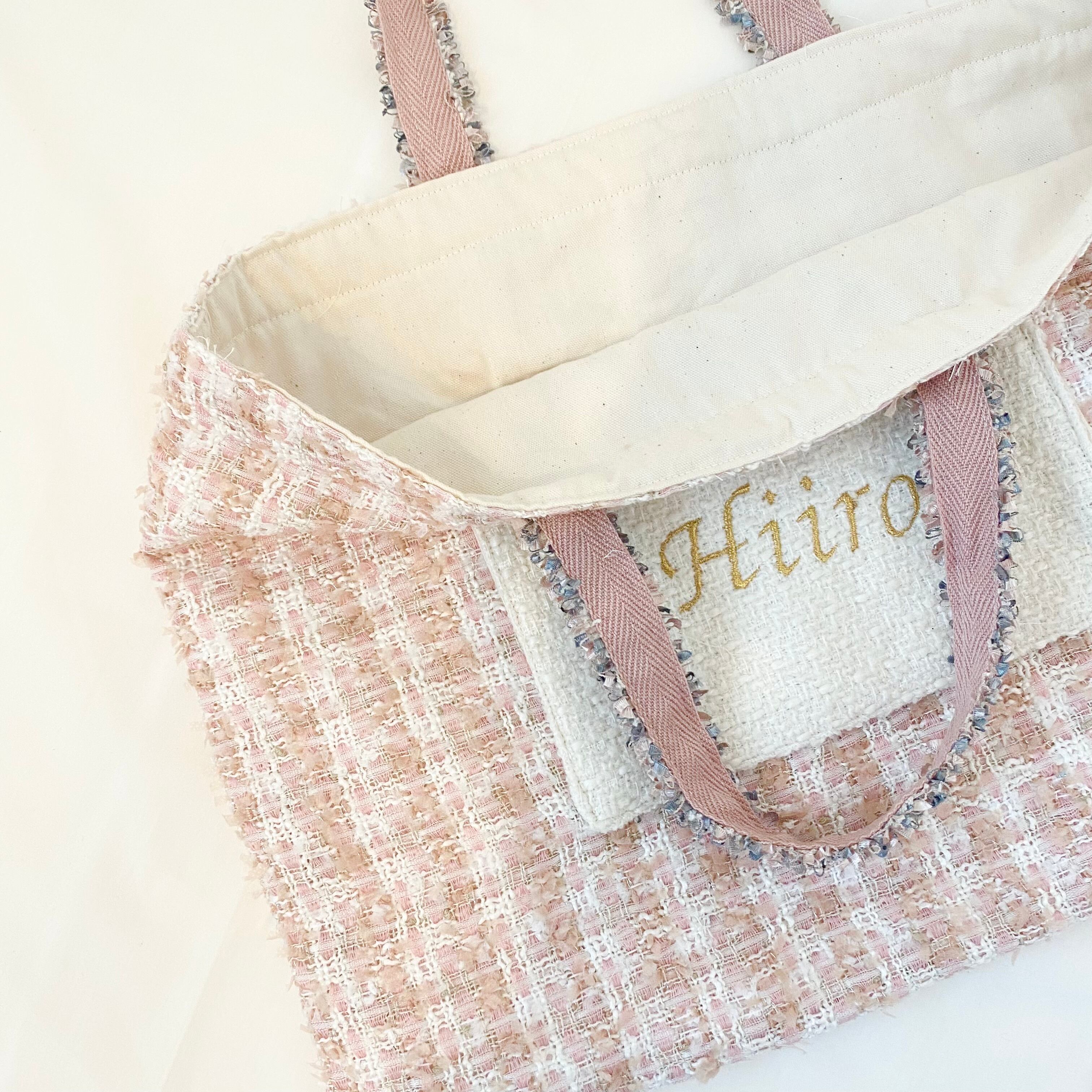 名前刺繍】ツイードレッスンバッグ 入園準備 ポケット付き | PAY ID