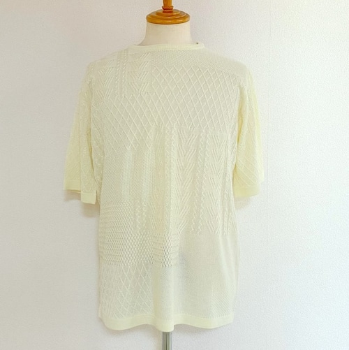 Crazy Pattern Short Sleeve Knit　Off White