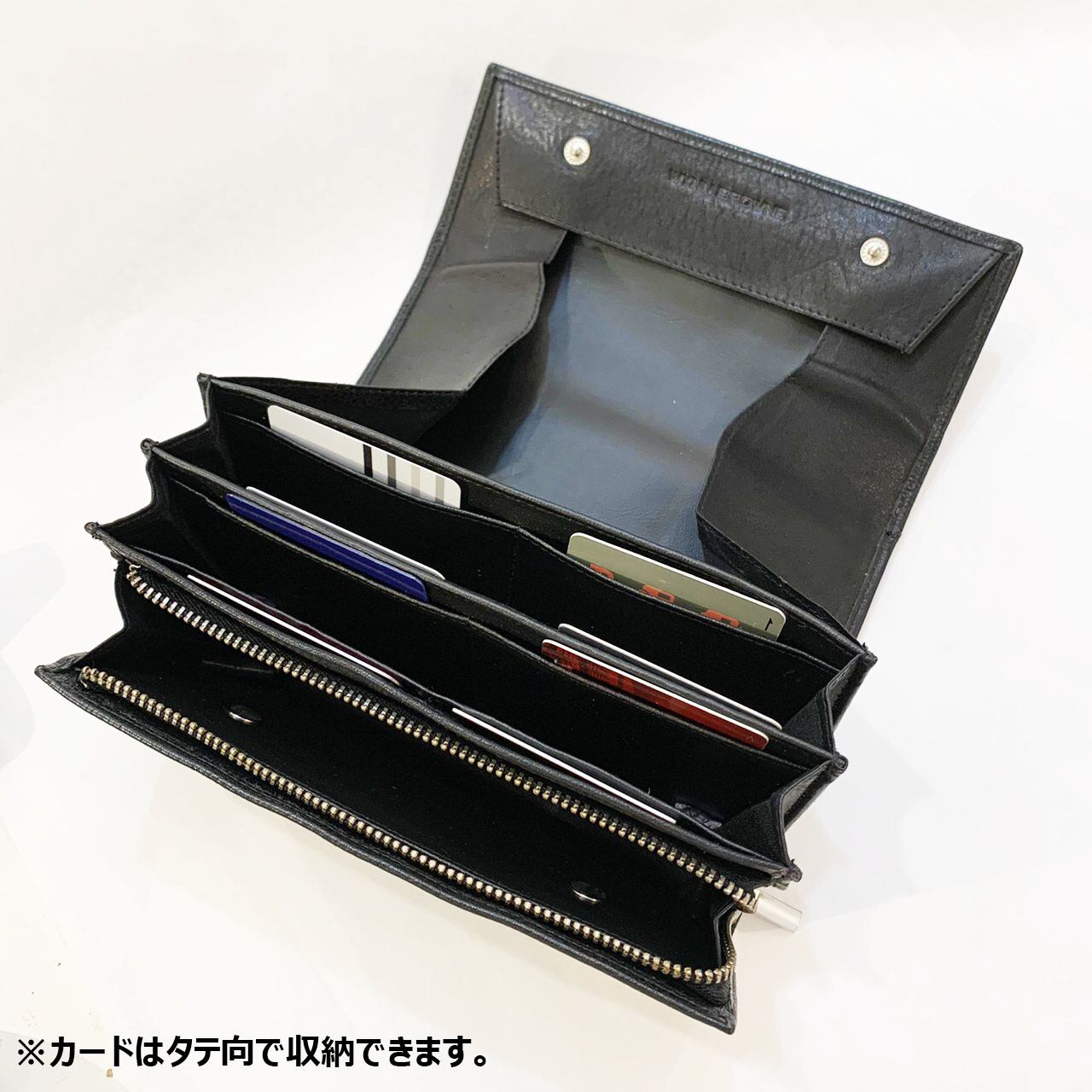 牛革】ブラックボタンギャルソン長財布〈BLACK〉 メンズウォレット 本 ...