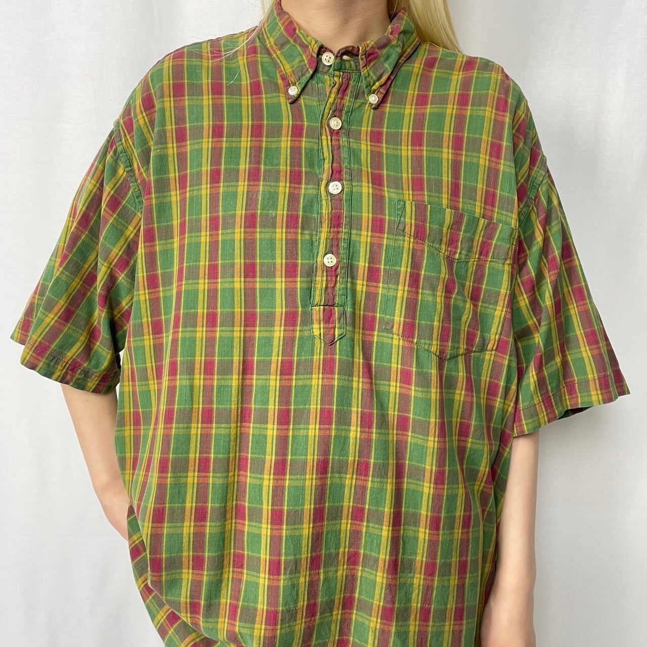 90年代 OLD GAP オールドギャップ チェック柄 プルオーバーシャツ