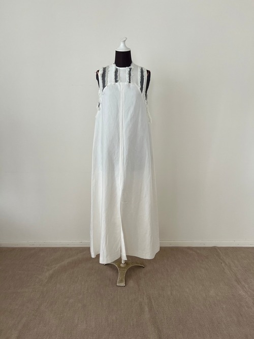 Vintage使用/限定発売：　レーサータンクスリットドレス／デニムホワイト　Racer tank slit dress