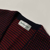 Burberrys バーバリー ロゴ刺繍 前ボタン ウールニット ベスト /レッド×ネイビー/ビンテージ