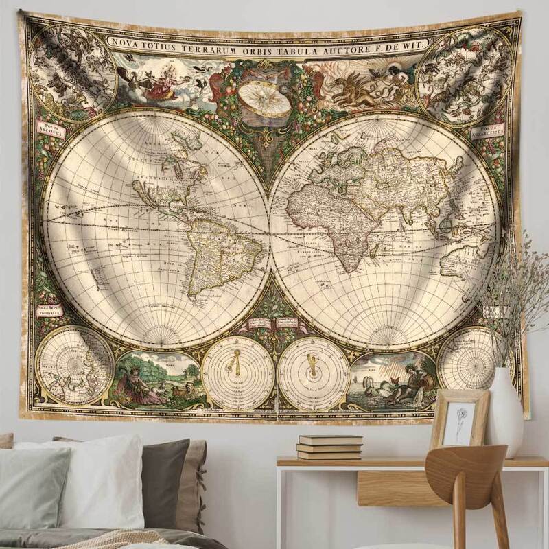 タペストリー 世界地図 150cm x 130cm おしゃれ かわいい 壁掛け