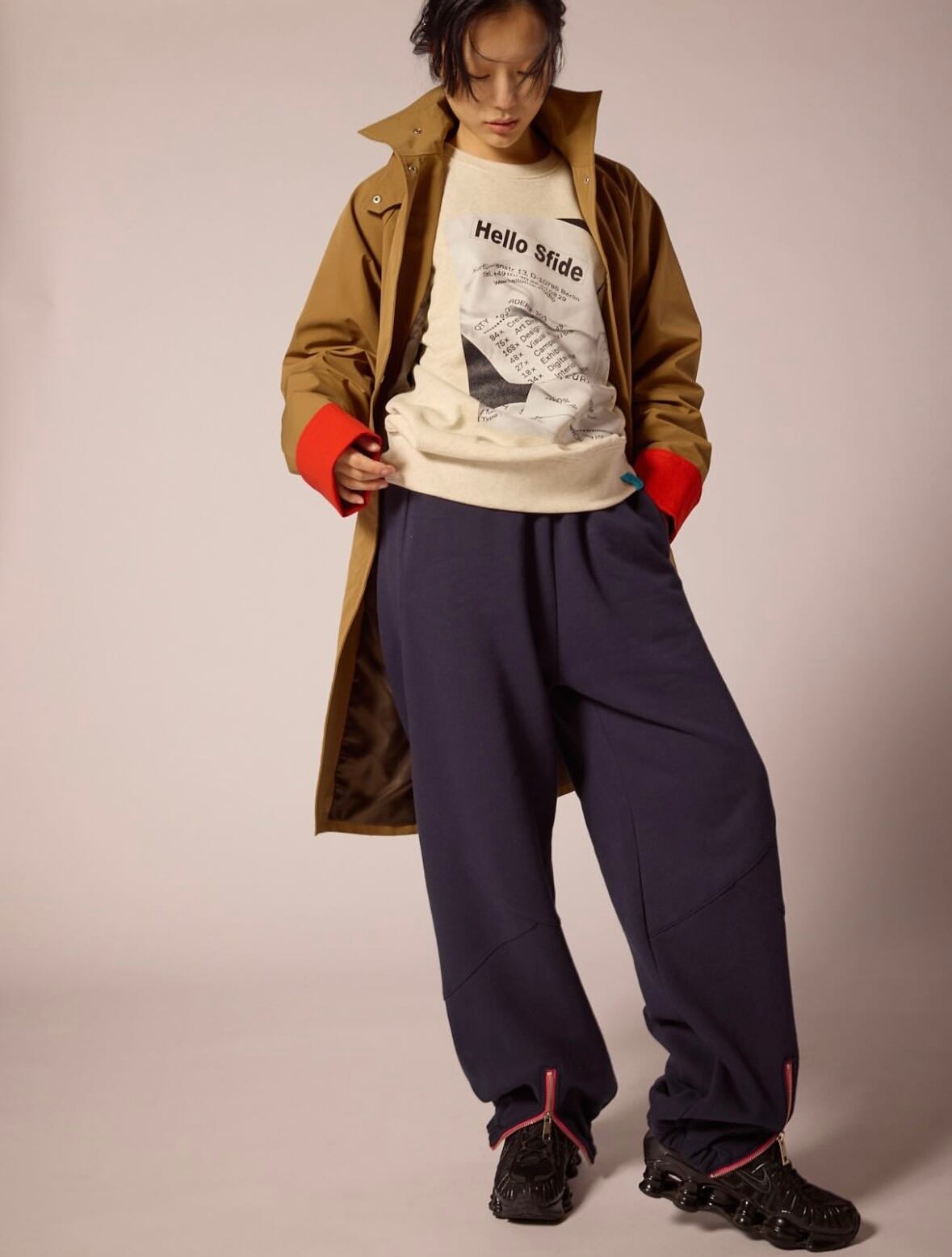 袖バイカラーコート/NO.1258007