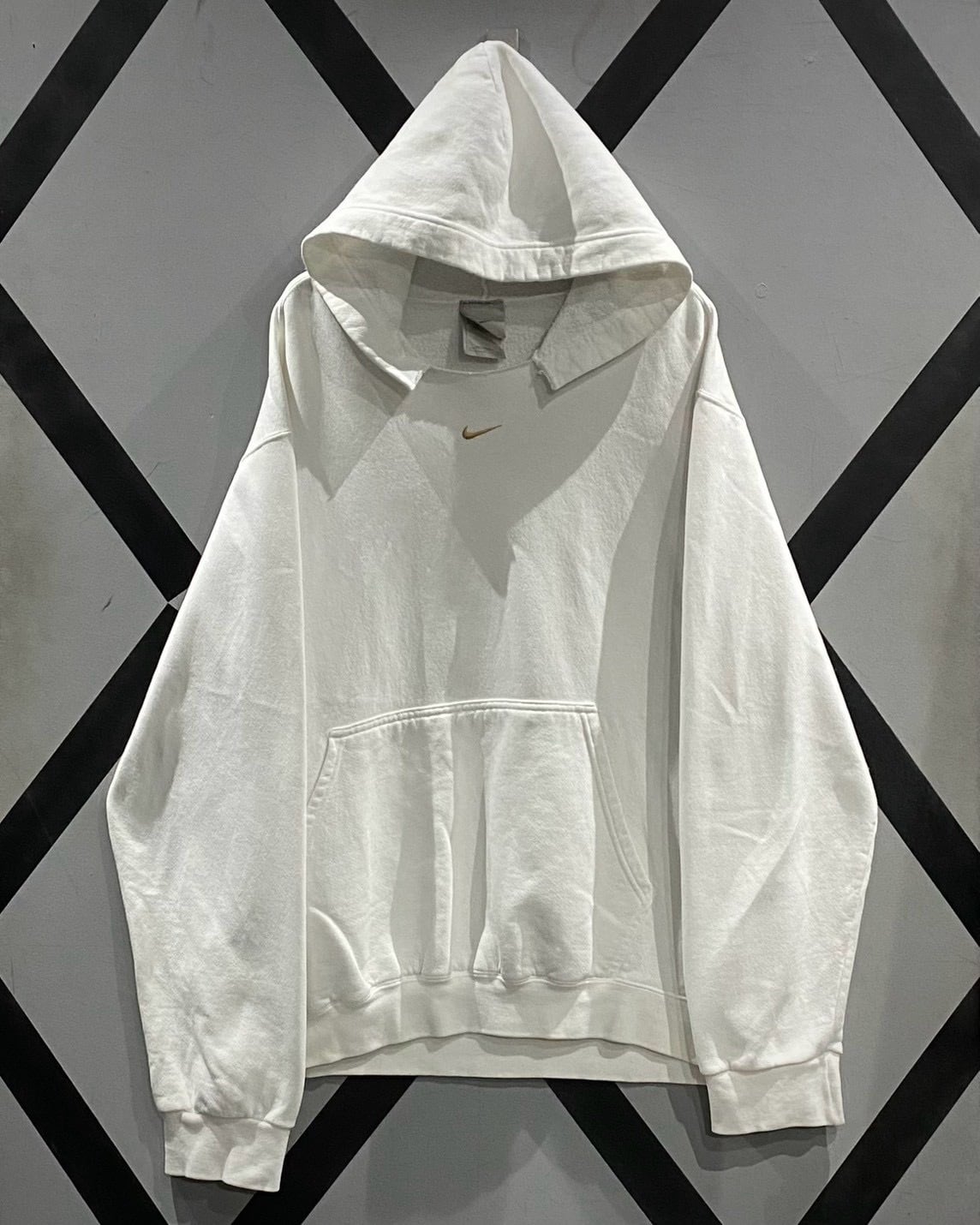 X VINTAGE】“NIKE” Small Swash Cut Off Custom Loose Pullover Hoodie