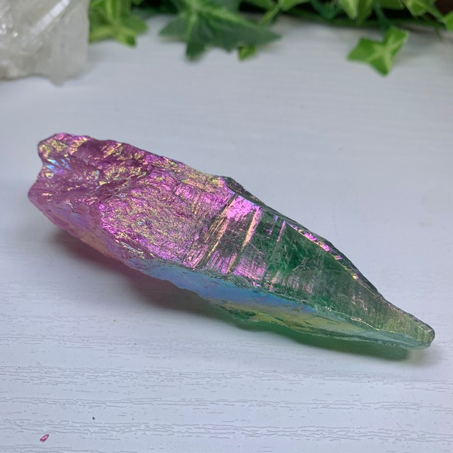 12.パープル×グリーン☆ラフカット☆オーラクォーツ