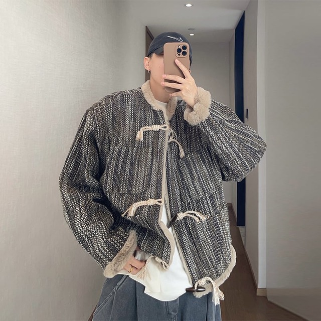 dannyandzee縦縞デザイン裏起毛ジャケット