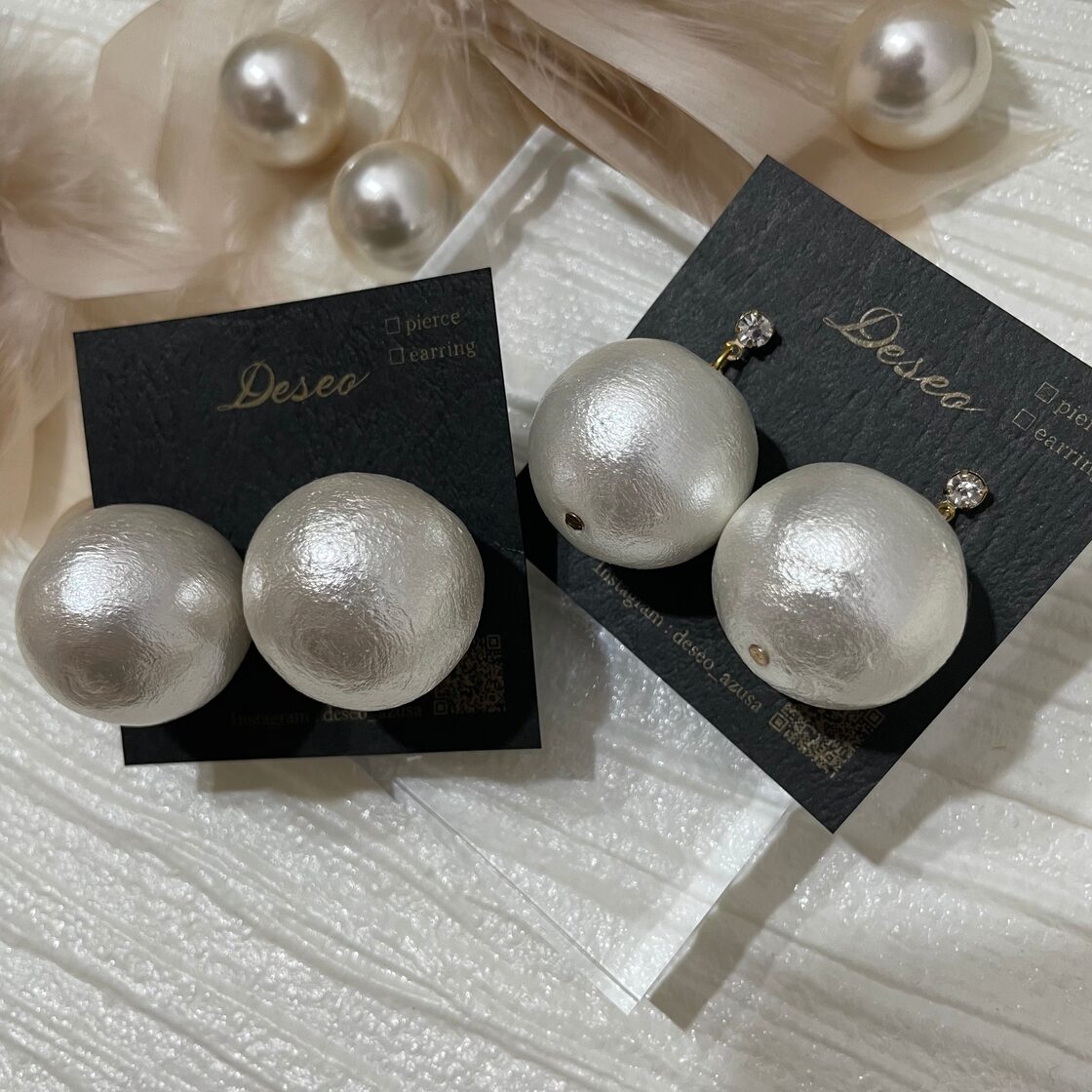 BIGパールピアス♡2.5cmコットンパール✨パールイヤリング♡大ぶり 