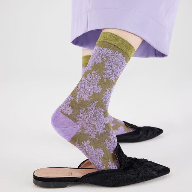Lace flower bicolor 2socks set　V1218