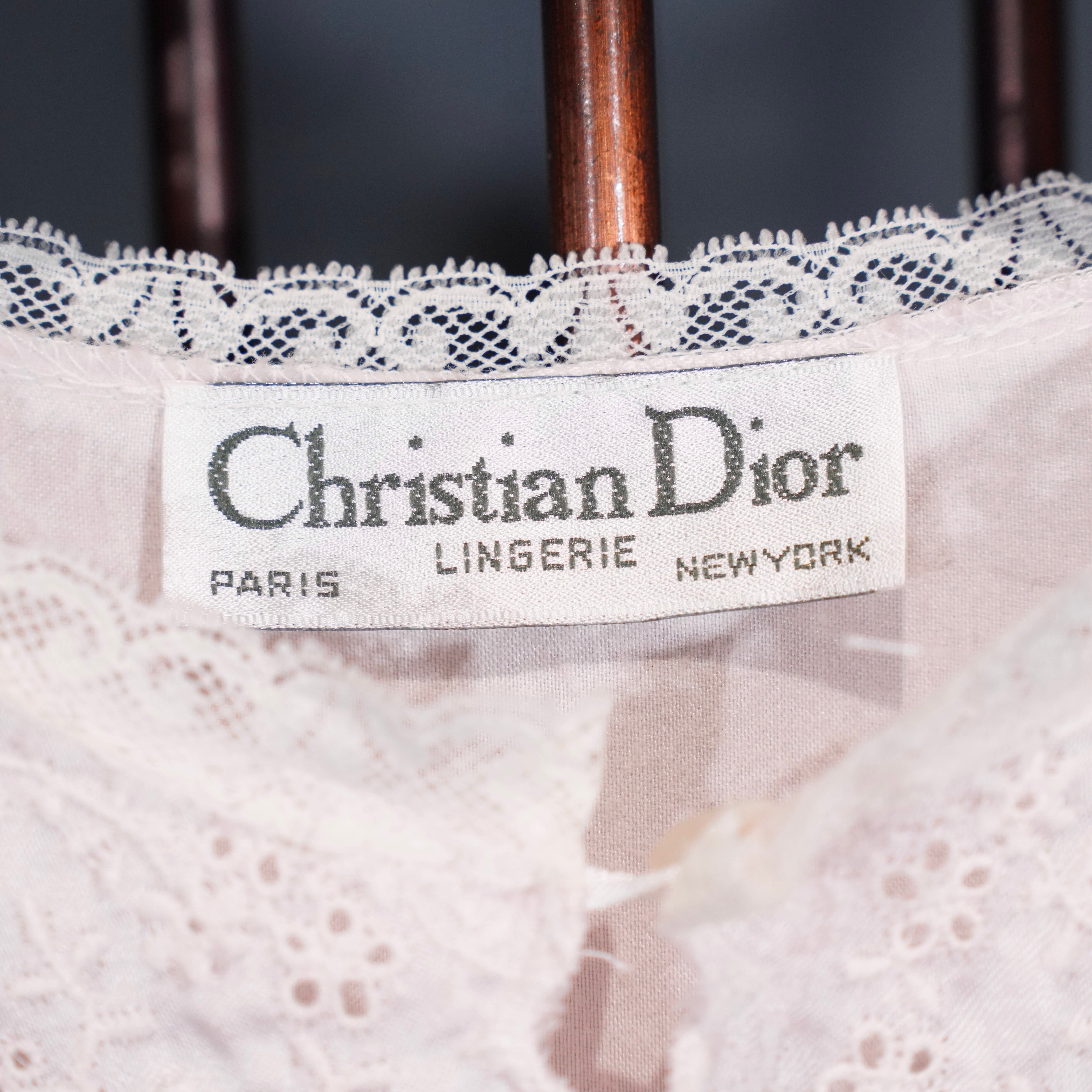 80's USA VINTAGE Christian Dior LACE RIBBON DESIGN NIGHTY DRESS