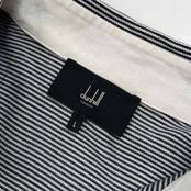 dunhill ダンヒル LONDON ボーダー柄 半袖 ポロシャツ サイズ L /メンズ/部分リネン素材/ブラック×ホワイト