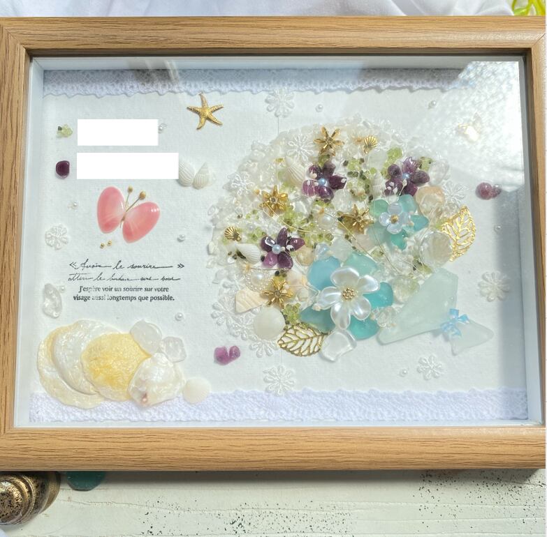 【ご出産祝いオーダー品】【ガラスフレーム作品】"大切な人に花束を。"