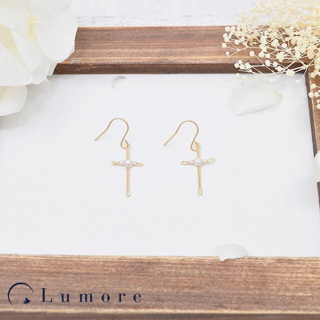 [k14gf]ゴールドクロスピアス