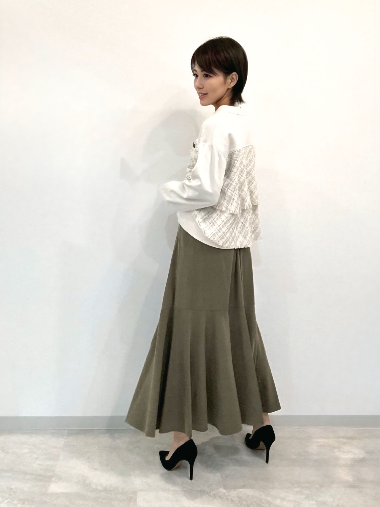 裾切り替えAラインスカート