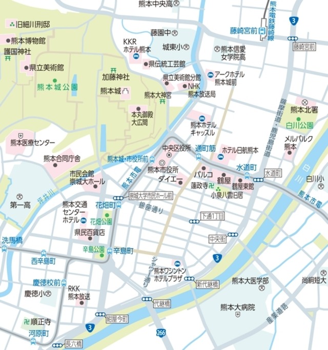 熊本市 市街地 フリーマップダウンロード
